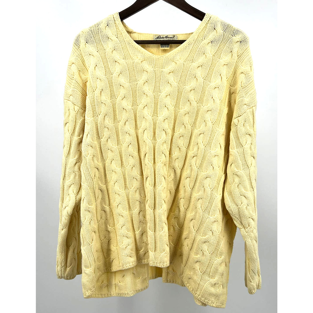 Vintage Eddie Bauer Yellow Cable Knit Sweater Women's